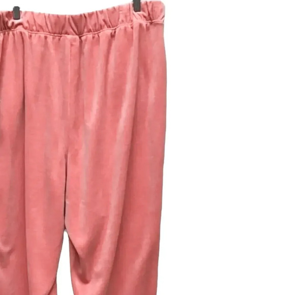 Ava & Viv Women Plus Size Pull On Coral Velour Jogger Pants With Pockets - Picture 4 of 9